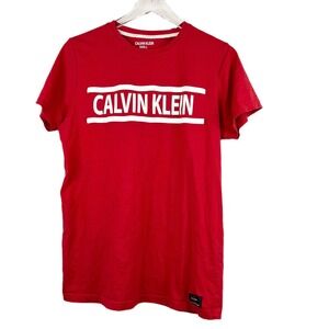 Calvin Klein Red & White Big Box Puffy Logo T-Shirt Men's Size L